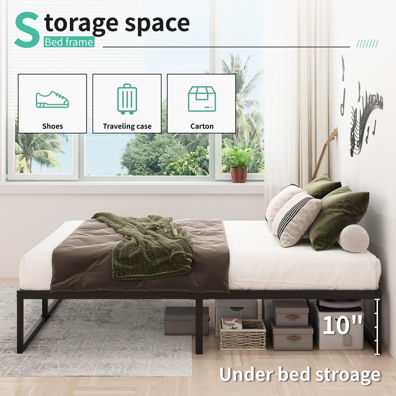 Lutown-Teen 12 Inch Twin Size Bed Frames with Heavy Duty