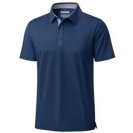 MAGCOMSEN Polo Shirts for Men Short Sleeve Dry Fit Moisture Wicking Performance Collared Golf Polos Business Navy, XL
