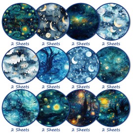 24Pcs Galaxy Pattern Scrapbook Paper Pack 6"x6" Starry Sky Specialty Paper Scrapbooking Cardstock Paper Designer Paper Pads Junk Journal Craft Paper, Decoupage Card Making Supplies