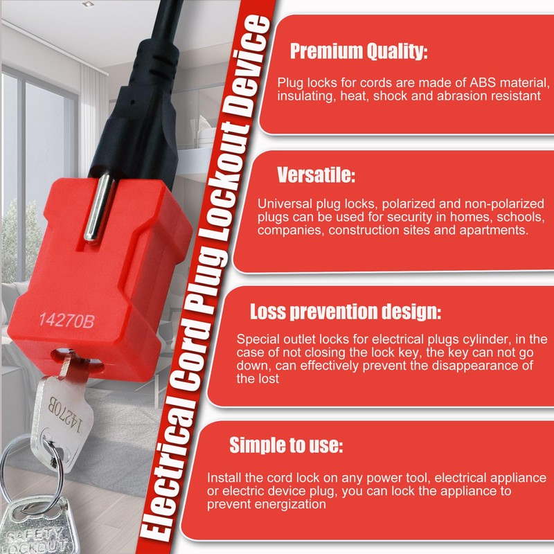 AuRandoo 4PCS Plug Lock Electrical Cord Plug Lockout Device Plug