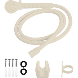 RV Shower Replacement Shower Head with Hose & Guide Ring & Shower Holder Non-Metallic Hand-Held Shower Set White/Black (Parchment Showers)