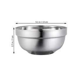 Operitacx Stainless Steel Bowl, Round, Double-Walled Rice Bowl, Pasta Bowl, Anti-Hot Bowl, Set of 4, Diameter 13 cm, Serving Bowls, Kitchen Utensils, Restaurant, Home, Kitchen