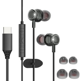 bakibo USB C Headphones compatible with S25 S24 S23 A54 A53 In-Ear Wired USB C Earphones with Microphone Volume Inline control USBC Earbuds Type C for i Phone 16 15 Pro Max i Pad, Grey
