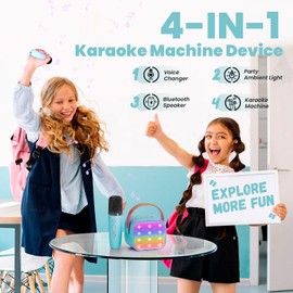 Children's Karaoke Machine, [Premium Version] Karaoke Microphone Children, Gifts for Girls Boys, Mini Bluetooth Speaker Gift Girls Voice Changer Toy for 3 4 5 6 7 8 9 10+ (Baby Blue)