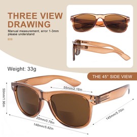 OKH Classic Retro Frame Unisex Bifocal Reading Sunglasses Sunglasses for Men Women UV400 Outdoor Sun Reader Reading in the Sun 1.0 1.5 2.0 2.5 3.0 3.5, brown