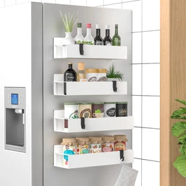 4 Pack Magnetic Spice Storage Rack Organizer for Refrigerator and Oven, White Fridge Organizers and Storage
