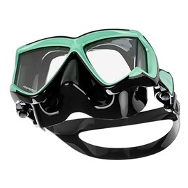 Italian Design Panto-180 Scuba Snorkeling Mask - Anti-Fog Tempered Glass 4 Window Snorkel Mask - Superior Comfortable Silicone for Great Fit and Seal (Black Mint, Adult. Unisex)