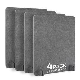 4 Pack Soundproof Desktop Privacy Screen – 23.2 x 23.2 Inch Noise Reducing Freestanding Desk Divider, Acoustic Office Partitions for Workspace, Classroom, and Home Office,Dark Grey