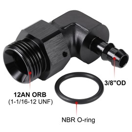 Podavelle 12AN -12 ORB Male to 3/8 Hose Barb 90 Degree Fitting Adapter Aluminum Black