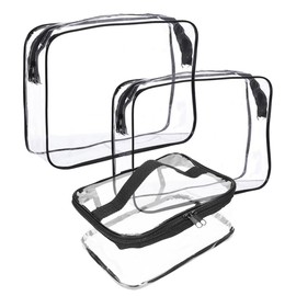 BCQTD 3Pcs Clear Wash Bag for Toiletries,Funnasting 3 in 1 Waterproof Clear PVC Travel Makeup Bag Business Bathroom for Men,Women and Kids,Makeup Bags for Travel,Washbag