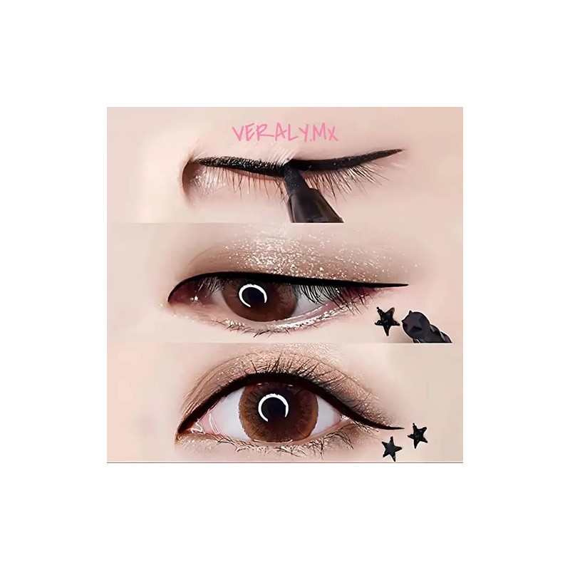 Delineador De Ojos Negro Plumón Y Sello De Figuras Belleza