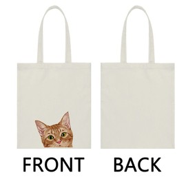 WIRESTER Reusable Canvas Tote Bag for Women Girls, Beach Bag, Grocery Shopping Bag, Shoulder Bag, Travel Tote Bag - Orange Tabby Kitten Cat