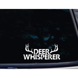 Deer Whisperer - 8" x 3 1/2" die cut vinyl decal for windows, cars, trucks, tool boxes, virtually any hard, smooth surface