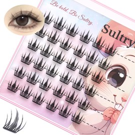 Sultrya Self-Adhesive Lash Clusters 0.002g Ultra-Thin Wispy False Eyelashes DIY Individual Lashes for Natural Look Lightweight Cluster Lashes No Glue Needed Soft Strip Eyelash Extensions (9-12mm)