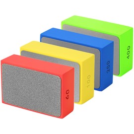 QWORK® 4 Pieces Diamond Hand Polishing Blocks Sets, 60# 100# 200# 400# Sanding Pads, Hand Polishing Pads, for Granite, Marble, Ceramic