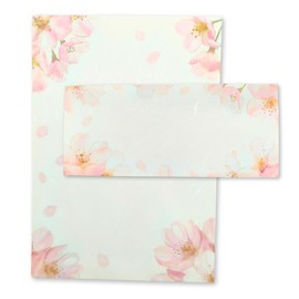 Japanese Cherry Blossom Stationery Paper and Envelopes Set, Made in Japan,15 Sheets, 8 Envelopes (Light Pink), Elegant Washi Paper for Writing Crafts,Gift