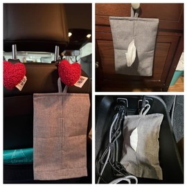 NISYOCIY Tissue Box Cover, Hanging Tissue Holder Decorative Used ‌Flexibly, Linen Design Rectangle Tissue Box Cover for Your Home, Office or Car, Blue