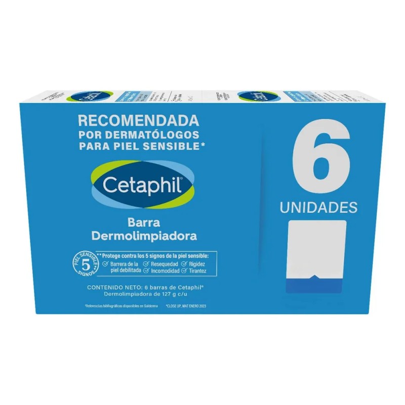 Jabon Corporal En Barra, Cetaphil, 6 Pzs De 127g C/u