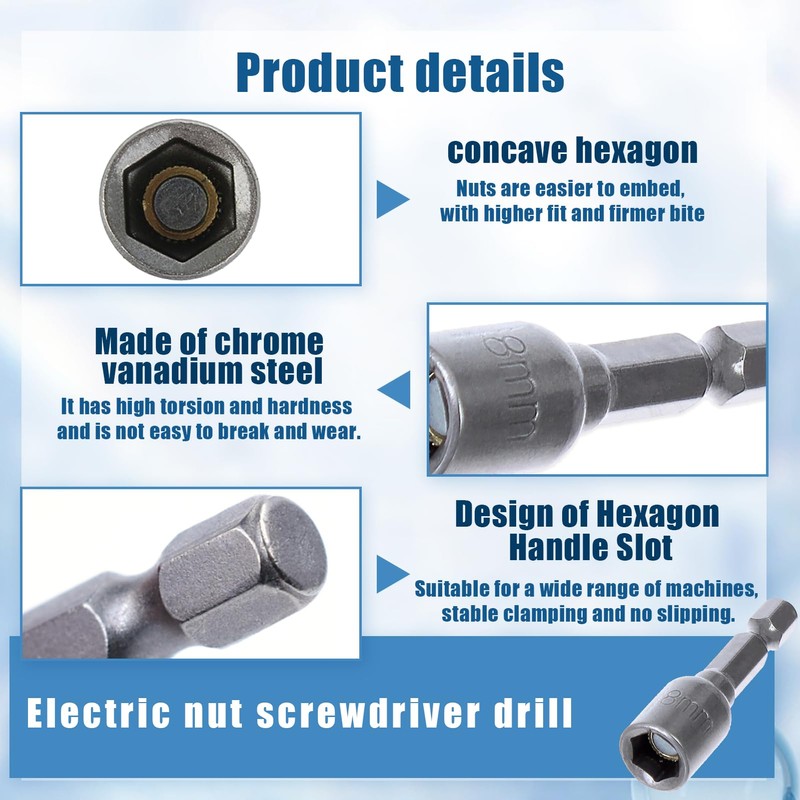 10pcs 1/4 Inch Hex Allen Key Drill Bit Set,8mm Magnetic