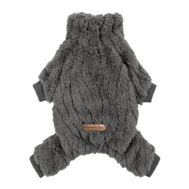 Fitwarm Turtleneck Fleece Dog Sweater Pajamas, Warm Winter Dog Clothes for Small Dogs Boy Girl, Fuzzy Pet Onesie with Feet, Dark Grey, XS