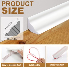 Frienda 16.4 Ft Peel and Stick Baseboard Molding Trim Flexible Self-Adhesive TPE Quarter Round Corner Trim Wall Crevice Strip for Protector Floor Edges Caulk Strip Room Office 0.5" x 0.5" x 0.75"