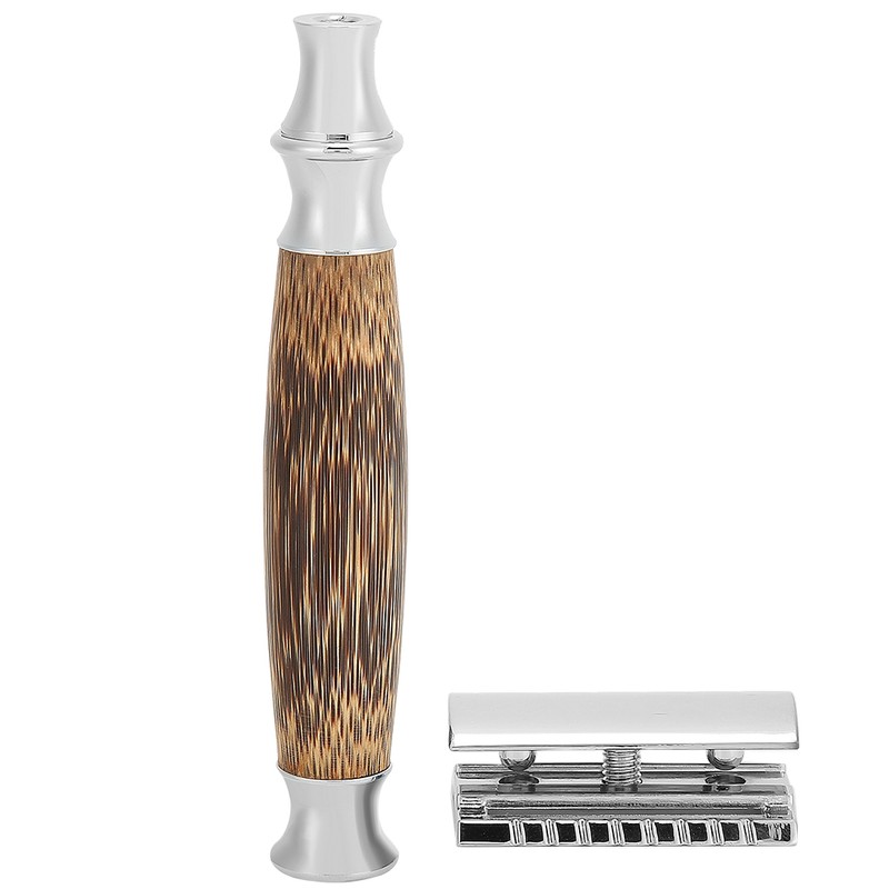 Professional Men Bamboo Handle Manual Shaver Portable Beard Body Hair