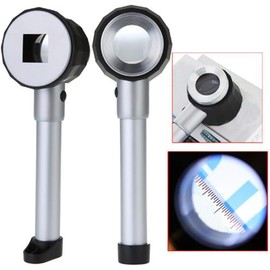 Lupa de Metal de Mano,Lente de Lupa de 10 x con Escala de Luz LED,Lupa para Impresión Textil,Joyería de Tela Antigua Curio Identificación Autenticar