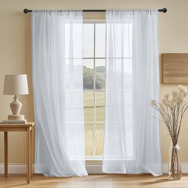 NAKIHOUSE Voile Curtain, 2 Panels Net Curtains for Windows 84 Drop, Elegant Slot Top Sheer Curtains, Light Filtering Silver Grey Voile Curtains for Living Room, Breathable & Graceful Window Drapes