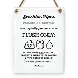 Reilly Originals 6x8 Inch Cute Sensitive Pipes Emoji Bathroom Sign ~ Ready to Hang ~ Premium Finish (1)