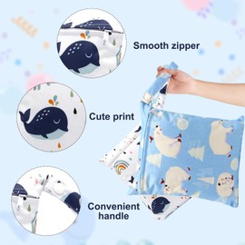 WUSANNA Wetbag Wetbag Nursery Pack of 2 Wet Bags Reusable Changing Bag Made of Wet Fabric with Cartoon Print, Waterproof, Washable, with Zip, Suitable for Baby Travel, blue, Suitcase