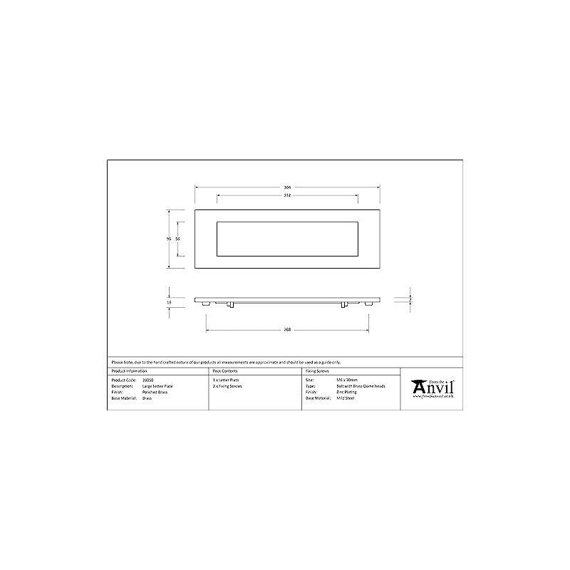 From the Anvil 33050 Large Cast Letter Plate - Polished
