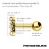 PIERCINGLINE Titanium Ear Piercing with Internal Thread | 3 Crystal