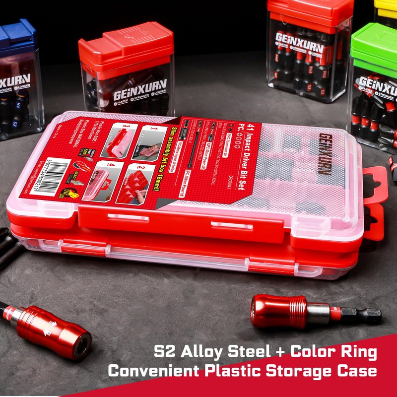Geinxurn 41pieces Screwdriver Bits Set, Impact Magnetic S2 Steel Multi