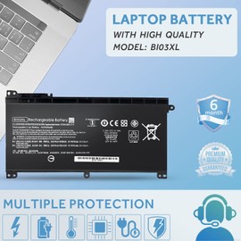 BI03XL Battery Compatible with HP Pavilion X360 M3-U 13-U M3-U001DX M3-U103DX 13-U100TU 13-U118TU Stream 14-AX 14-ax010nr 14-ax020wm 14-ax030wm TPN-W118 Laptop ON03XL HSTNN-LB7P HSTNN-UB6W 843537-541