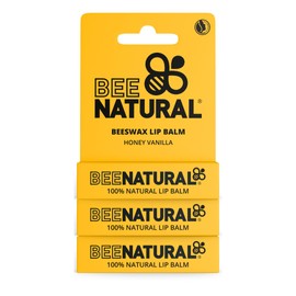 Bee Natural - 100% Natural Moisturising Lip Balm - Honey Vanilla - Pack of 3