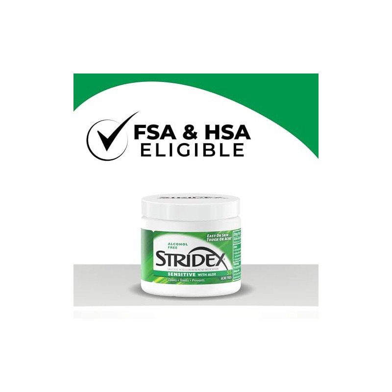 Stridex Acne Pads Sensitive With Aloe 55 Count Alcohol-Free