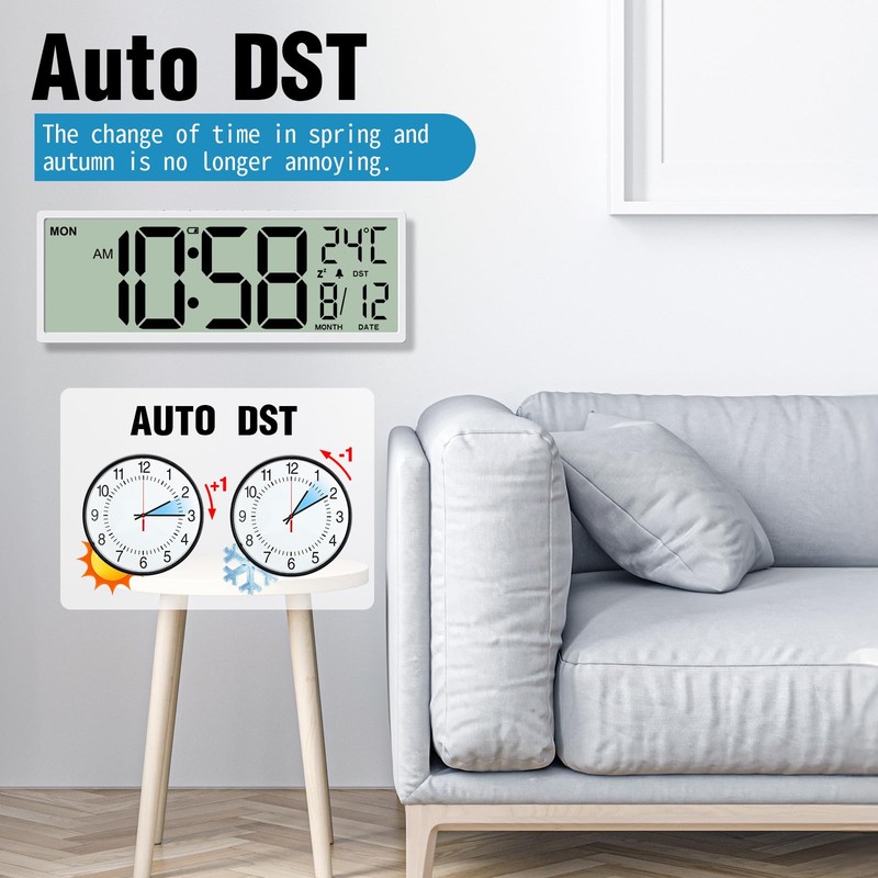 XREXS 14.5" Digital Wall Clock Battery Operated with Big Digits