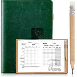GLORIEROO Golf Scorecard Book with Pencil - Leather Golf Journal Notebook Log Book Score Book Golf Accessories Father Day Dad Gifts for Men Women Golfers