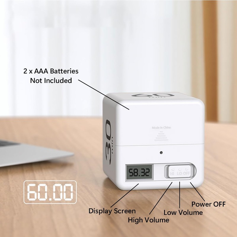 MOBXPAR Cube Timer, Gravity Sensor Flip Timer for Study, Work,
