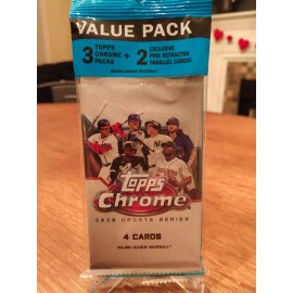 2020 TOPPS CHROME UPDATE FACTORY SEALED VALUE PACK - 3 ea. 4 CARD & 2 PINK REFS.