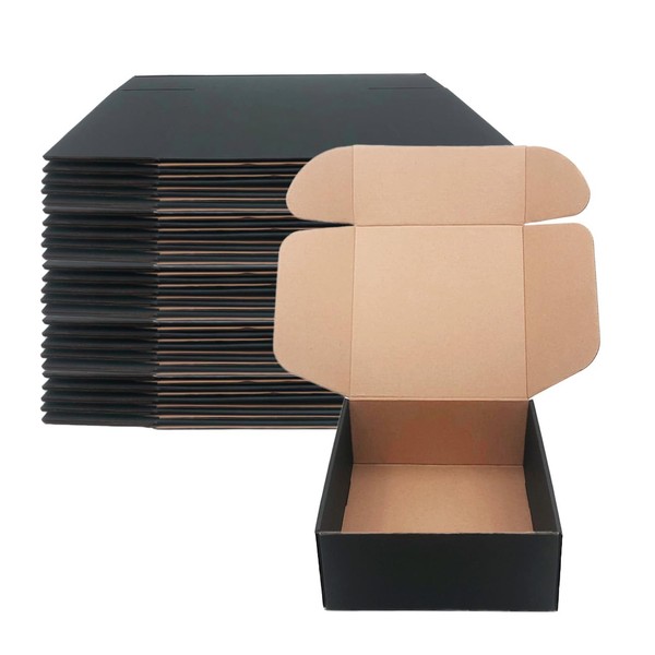 Shipping Boxes 9x9x4 inch Pack of 20，Livejun Black Corrugated Cardboard Box Mailer Boxes for Packaging Small Business Shipping