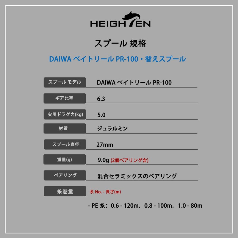 HEIGHTEN Spool Daiwa PR100 PT100 Bait Reel Replacement Spool with