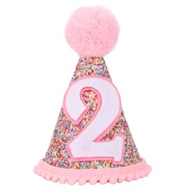 Eoopoon Rainbow Birthday Party Hat, Glitter Cone Crown for Boys and Girls - Perfect Decoration (Cone 2)