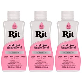 Rit Dye – 8 Oz. Liquid Fabric Dye for Clothing, Décor, and Crafts – Petal Pink (3 Pack)