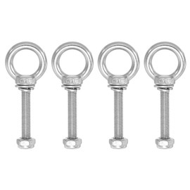 PATIKIL Lifting Shoulder Eye Bolts, M10x70 304 Stainless Steel Male Thread with Hex Screw Nut Gasket Flat Washer for Hanging Securing Chain Wire Rope, 4 Sets