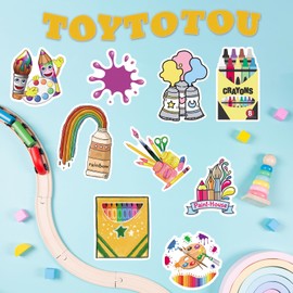 Art Painting Stickers 110 Pcs, Waterproof Vinyl Paint Palette, Brushes, Pigment & Decals for Laptop, Water Bottles, Skateboard, Luggage, Computer, Toy, Phone - Gifts for Kids, Girls, Teens