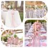 Sioloc 5 Pack Light Pink Cheesecloth Table Runner Spring Decor