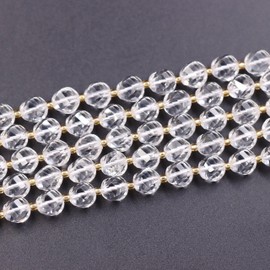 Fukugems Wholesale Natural Stone Beads for DIY Jewellery Making Sold Per Bag 5 Strands and a Roll Cord Inside Faceted S-Shape Clear Quartz 10 mm