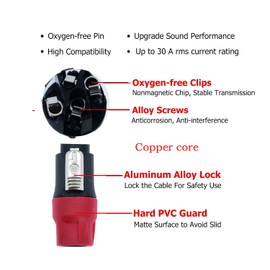 Heavy Duty 2Pack Pro Speakon to Speakon Male Speaker Wire Lock Cable Pair 16AWG Patch Professional Audio Cabl Cord with nl4 NL4FC Port Connector for para bocinas de dj feet(4 Conductor, 6ft)