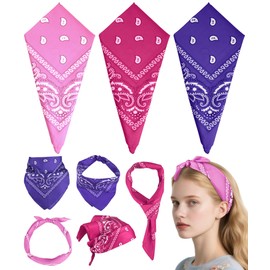 MEEZY 3 Pcs Bandanas for Women Men, Paisley Pattern Bandana Head Scarf Handkerchiefs Outdoor Multi-Purpose Cowboy Face Mask Square Scarf Headwear for Boy Girls 100% Polyester